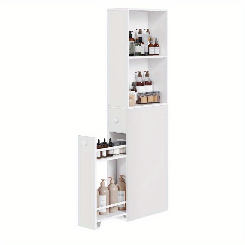 

Slim Bathroom Storage Cabinet, Narrow Bathroom Cabinet, Freestanding Cabinet With Storage Drawers And Adjustable Shelf, For Small Spaces, Modern Style