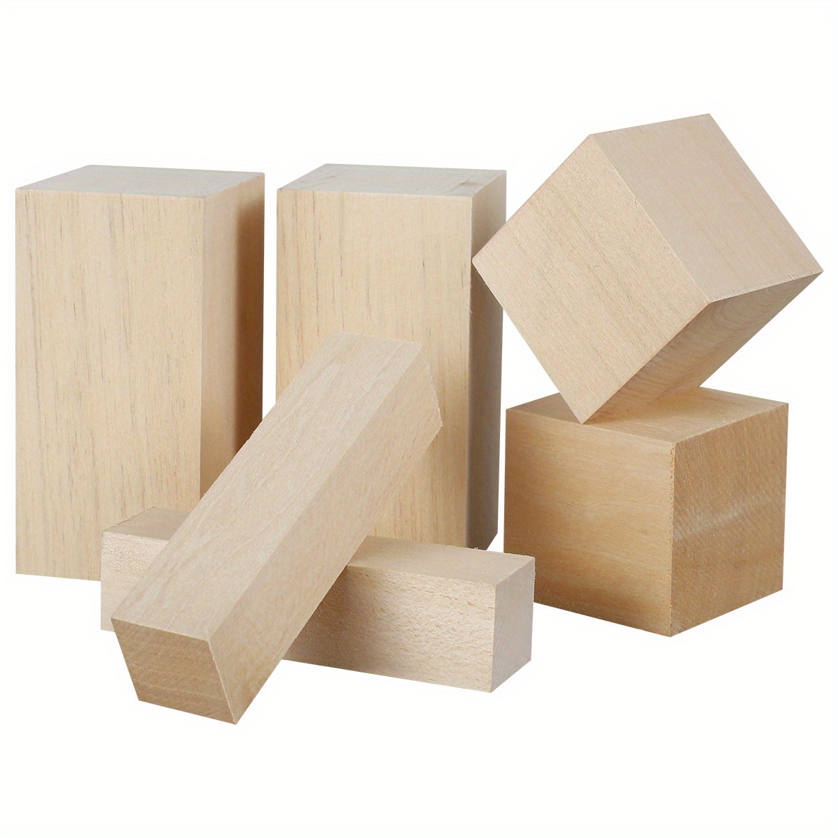 

6pcs Basswood Carving Blocks - Whittling Wood For Diy Crafts & Decor, Ideal For Beginners To