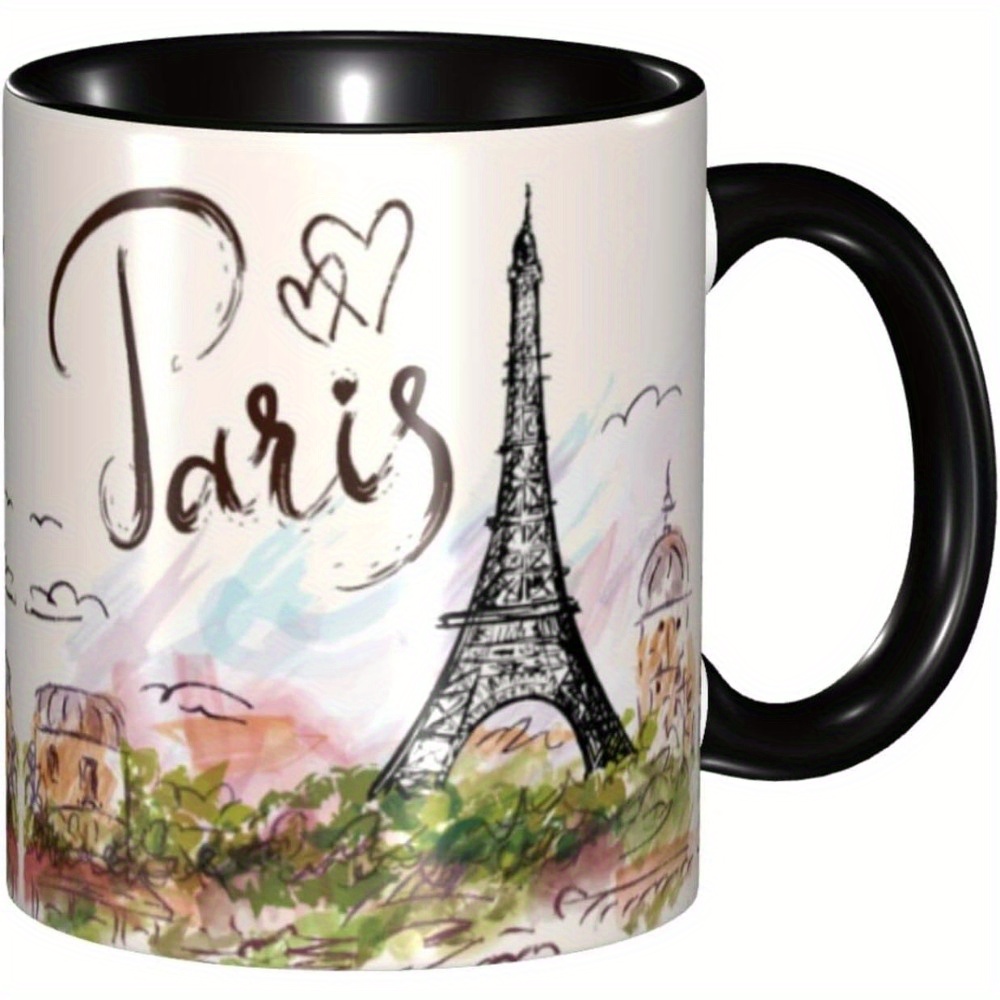 

Paris Eiffel Tower Funny Coffee Mug 11oz - Ceramic Novelty Tea Cup Gifts For Office And Home Kitchen Microwave Safe