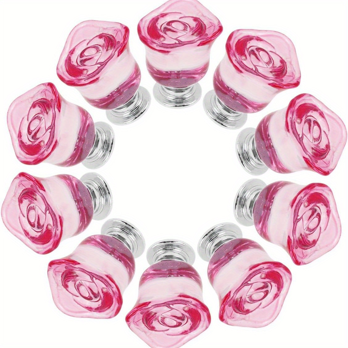 

10 Pcs Pink Crystal Drawer Knobs Cabinet Pulls Handles Knobs Vintage Clear Knobs For Home Kitchen Decoration, With Mounting Screws