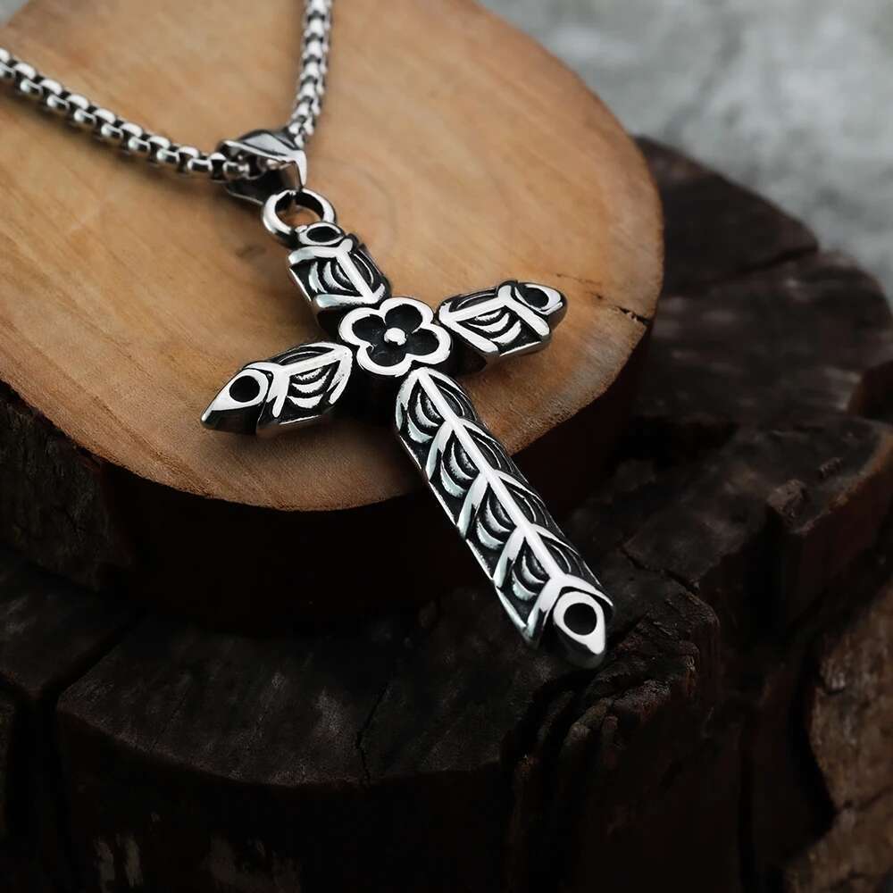 s925 silver necklace viking cross mens pendant necklace jewelry gift festival gift details 2