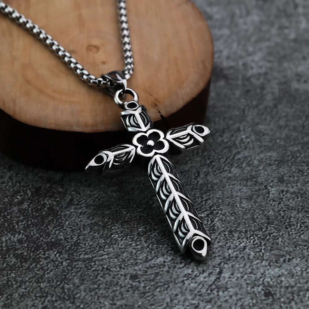 s925 silver necklace viking cross mens pendant necklace jewelry gift festival gift details 1