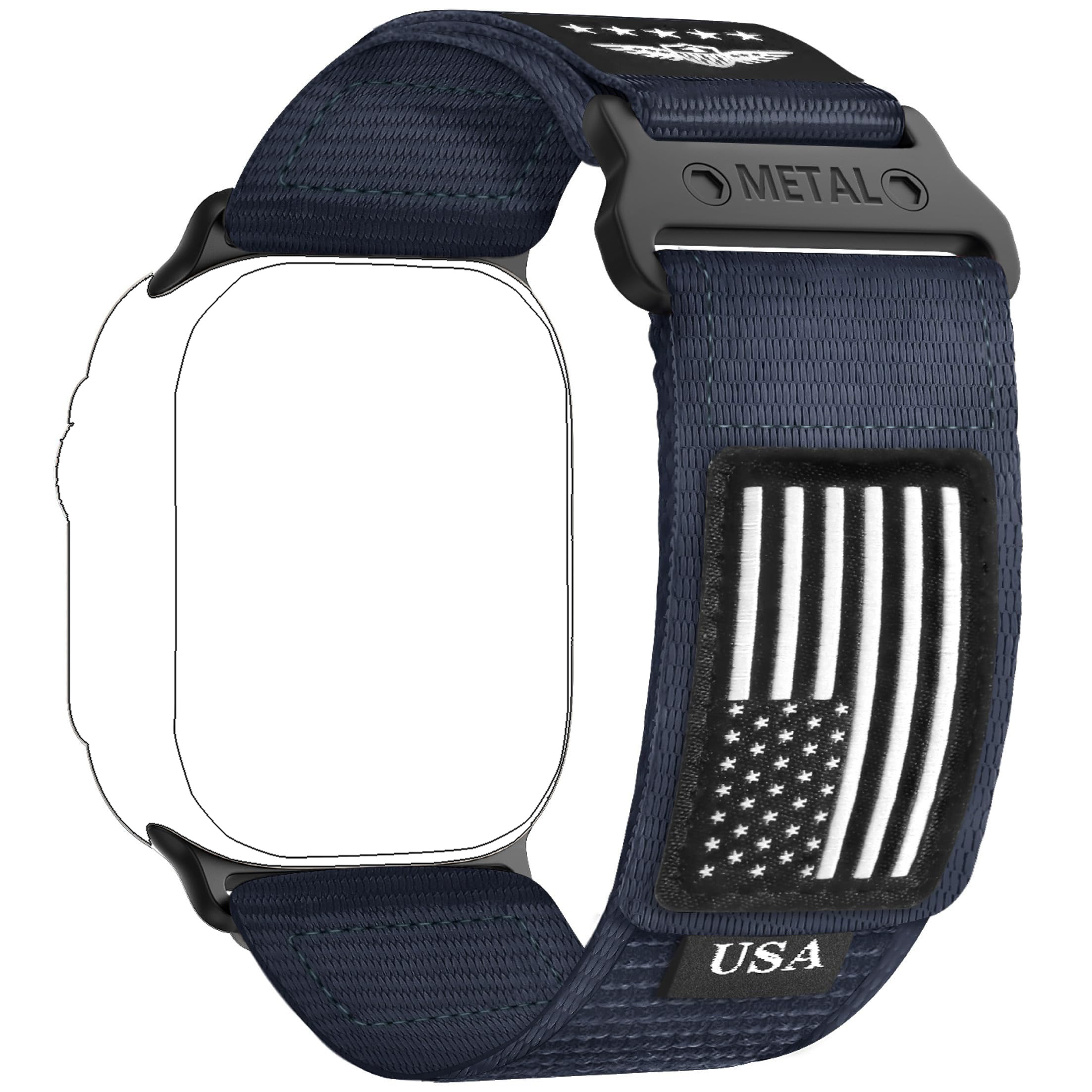 

Rugged Nylon For Watch Ultra/2 Band 49mm For Iwatch Bands 45mm 44mm 42mm Women Men, Soft Woven Adjustable Stars-stripes Flag Wristbands Strap For Watch 9/8/7/6/5/4/3/se/ultra2 44/45/49 Mm