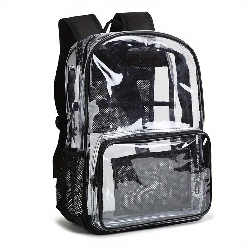 

Transparent Pvc Material Backpack With Zipper Closure, Fashionable And Simple Design Bag For School And Daily Use