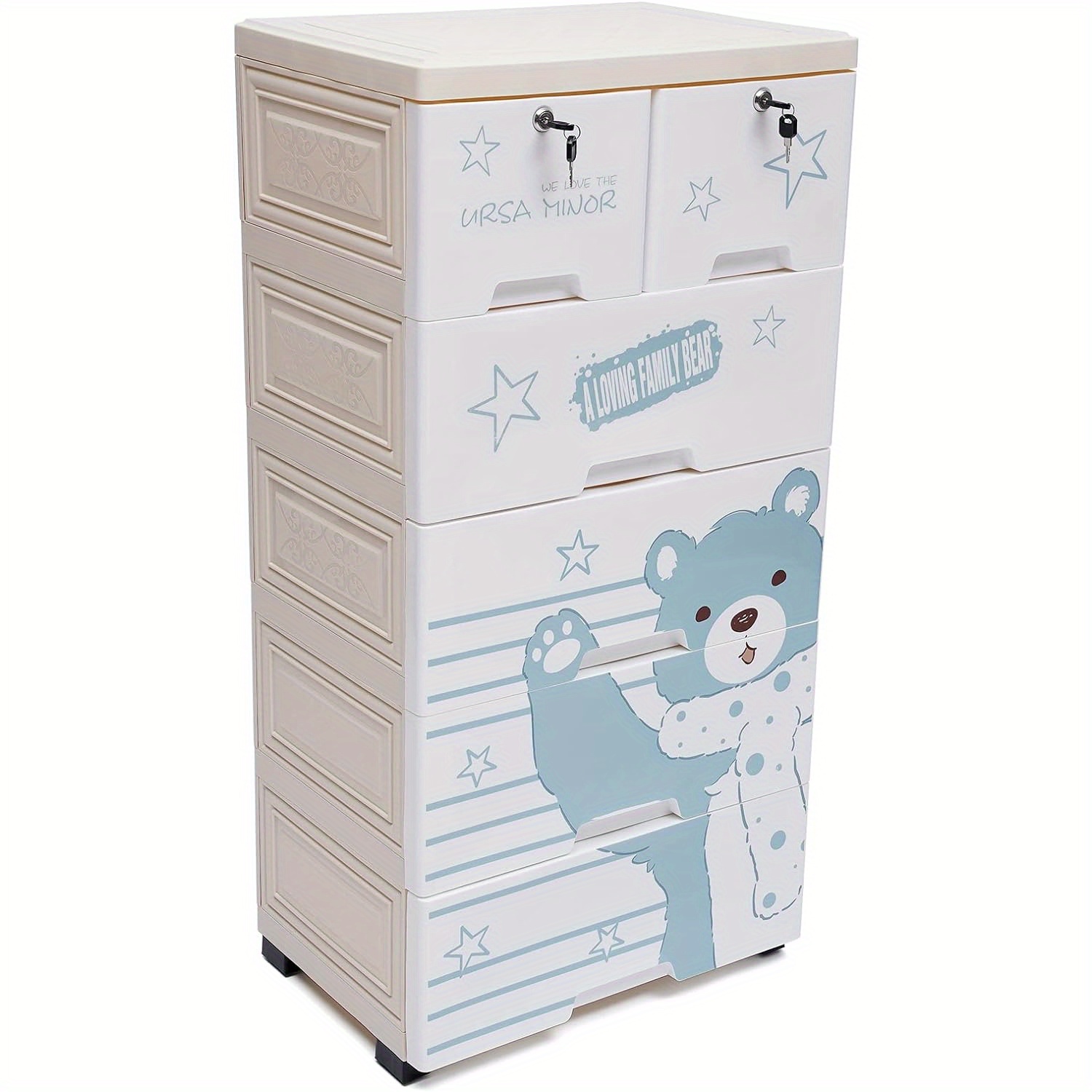 

Plastic Drawers Dresser, Storage Cabinet With 6 Drawers, Closet Drawers Tall Standing Dresser Bedside Furniture & Night Stand End Table Dresser (19.69 * 13.78 * 40.16in, Style Bear)