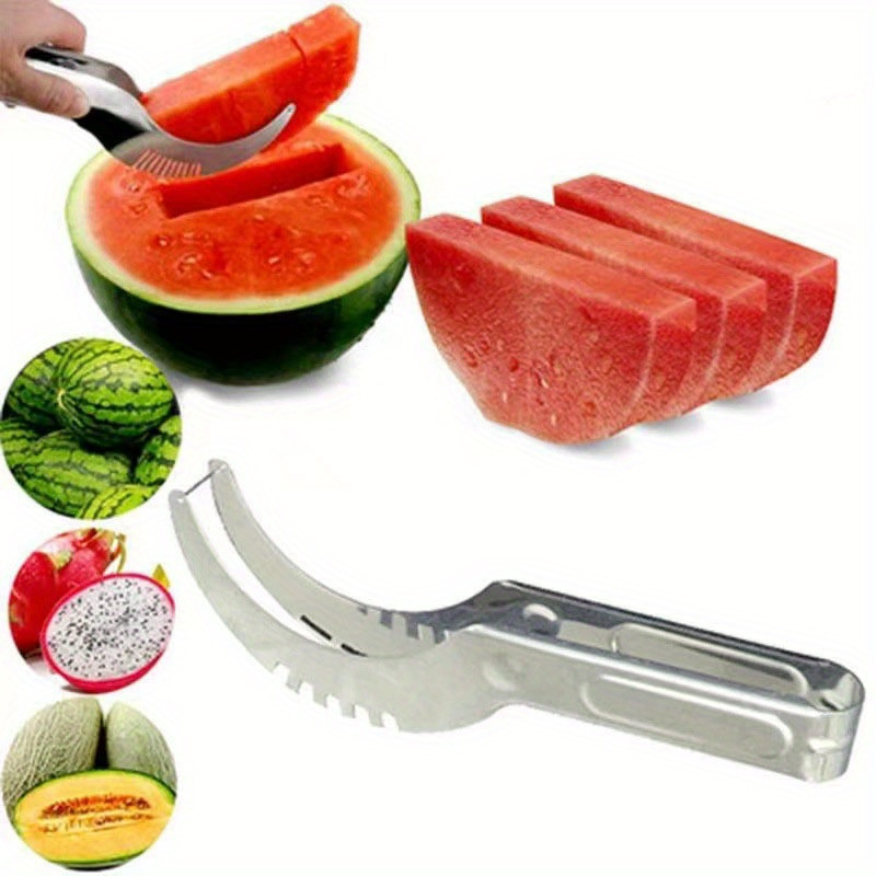 stainless steel watermelon slicer cutter manual fruit with ergonomic handle kitchen gadget for quick easy melon cutting rust resistant tool no flint rod included details 0