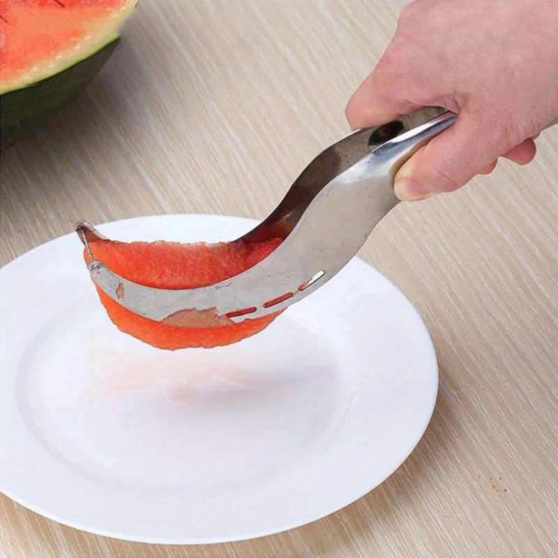 stainless steel watermelon slicer cutter manual fruit with ergonomic handle kitchen gadget for quick easy melon cutting rust resistant tool no flint rod included details 4