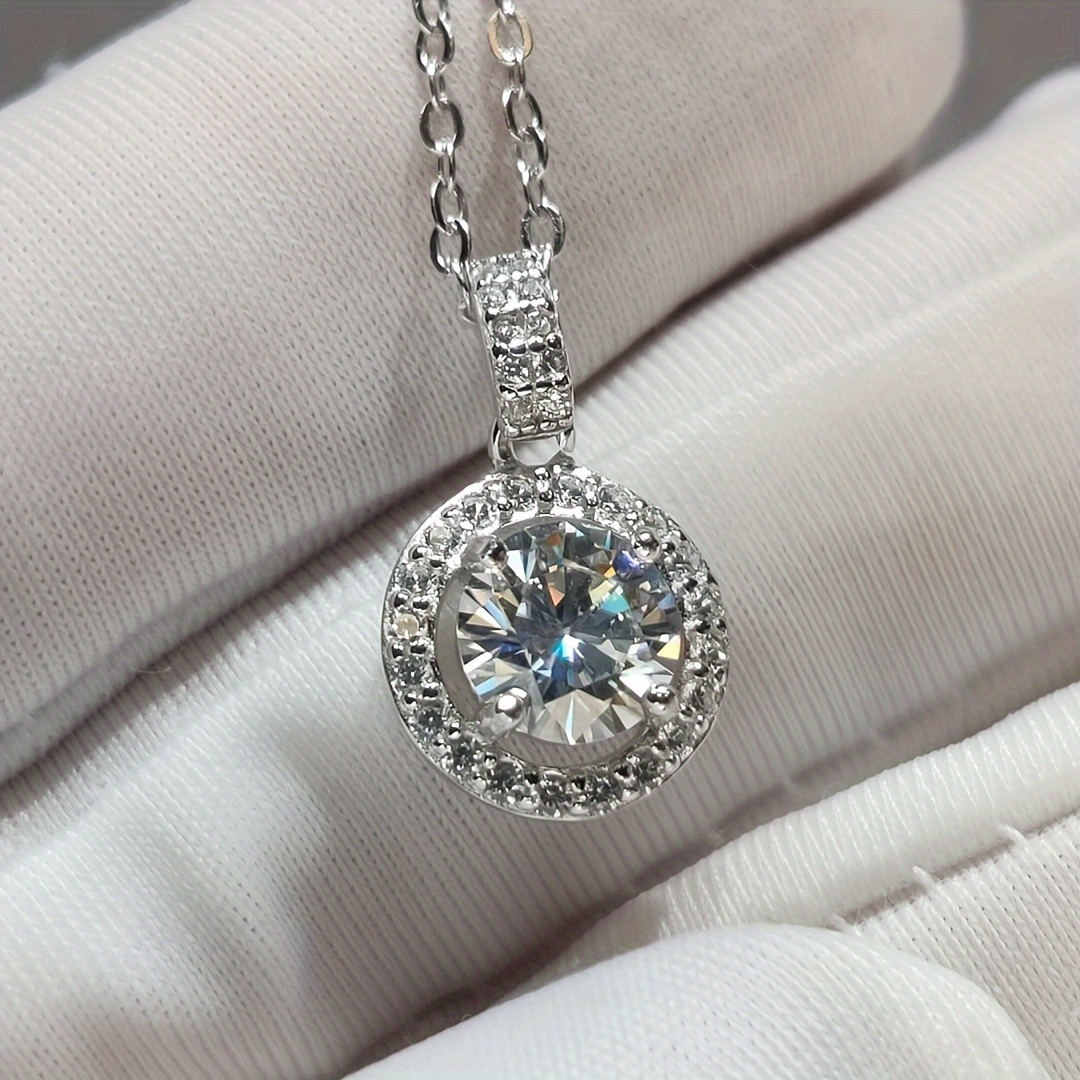 elegant boho moissanite pendant necklace sterling silvery sparkling round bag design   anniversaries birthdays   in 1 2 3 4 5   details 0