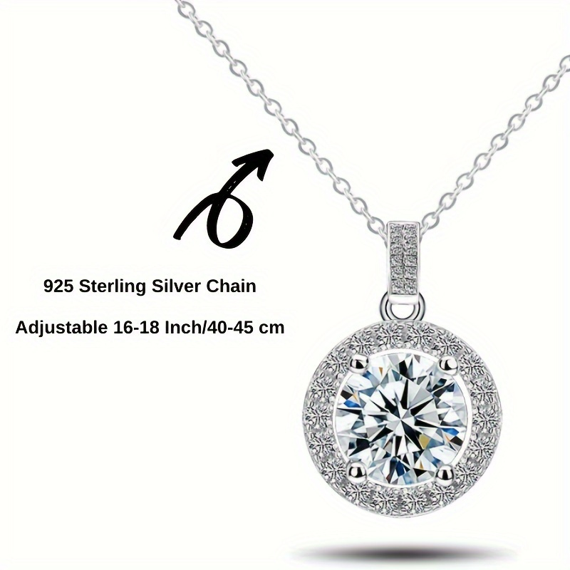 elegant boho moissanite pendant necklace sterling silvery sparkling round bag design   anniversaries birthdays   in 1 2 3 4 5   details 3