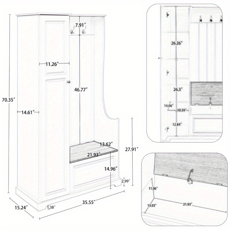 Stylish Design Hall Tree Flip Bench Minimalist Hallway Shoe - Temu