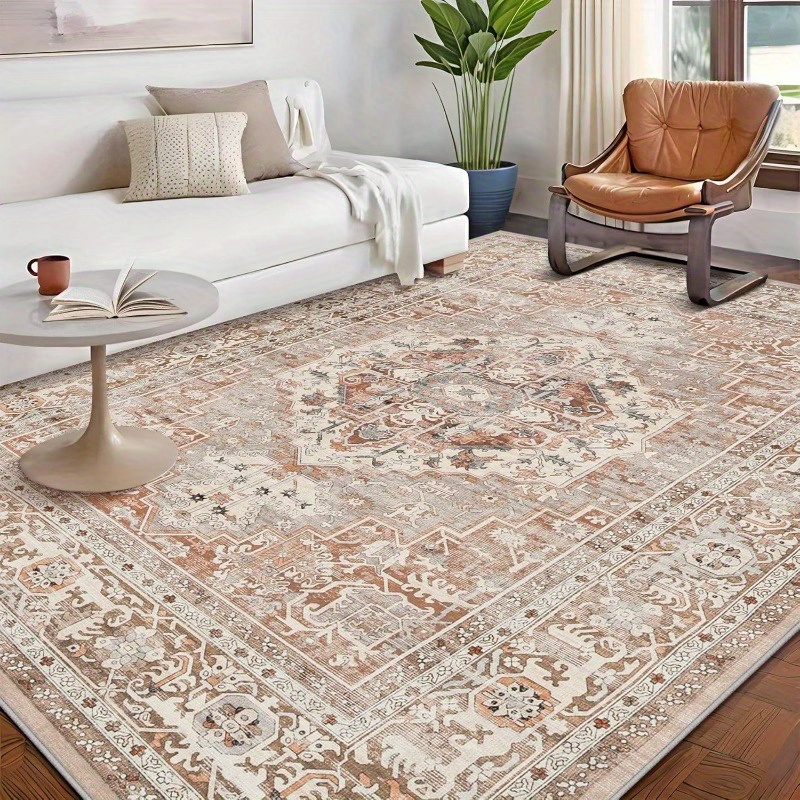 

Living Room Area Rugs - Large Soft Indoor Washable Rug Neutral Modern Low Pile Carpet For Bedroom Dining Room Farmhouse Home Office (brown)