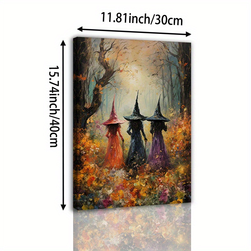TEMU 1pc Framed Beautiful Scenic Canvas Painting Poster Halloween Canvas Print Vintage Wall Art Spooky Home Decor Perfect Gift For Horror Fans Modern Artwork For Bedroom Living Room