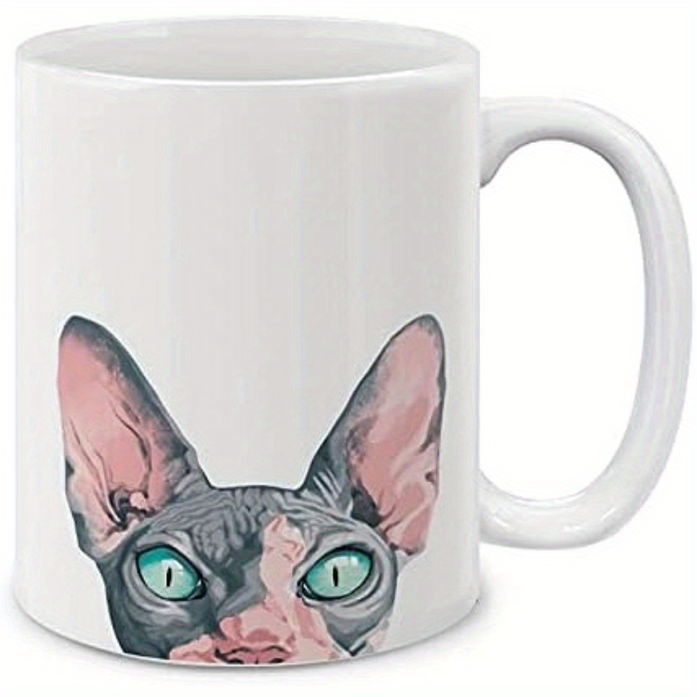 

Cat Ceramic Coffee Mug, 11 Ounce With Eyes Design – Hand Wash Only, Reusable & For Use