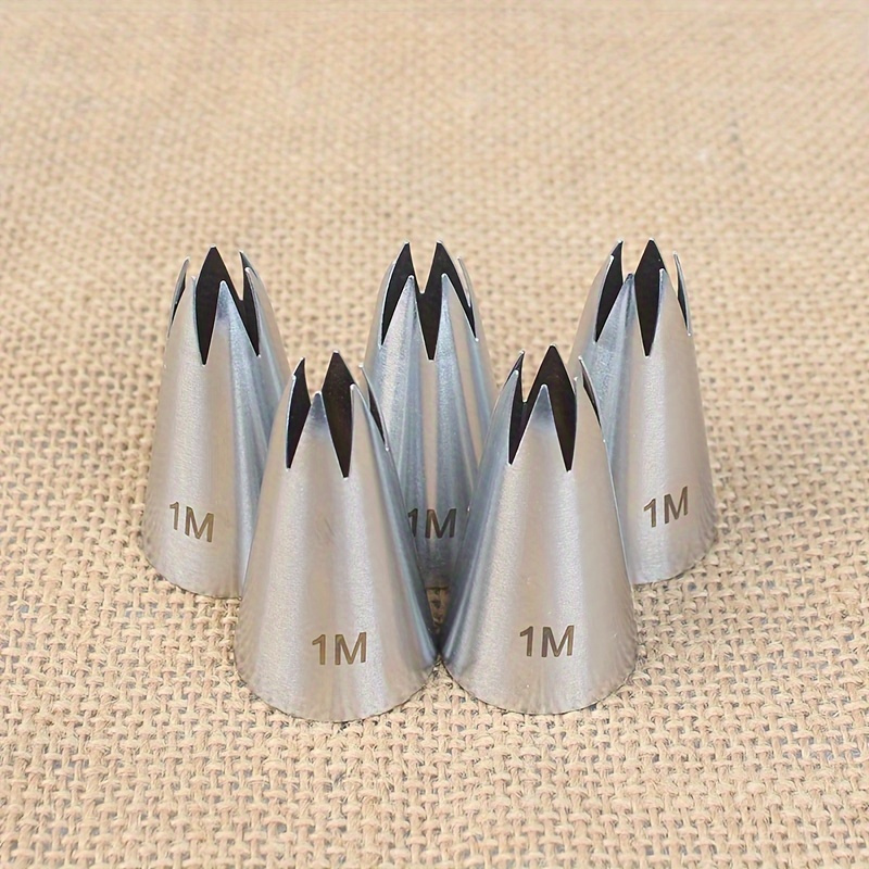 5 Pack Stainless Steel Icing Piping Nozzles Set, 1m Tips For Cake Decorating, Cupcake Design, Pastry Baking Tools, Kitchen Gadgets For Desserts And