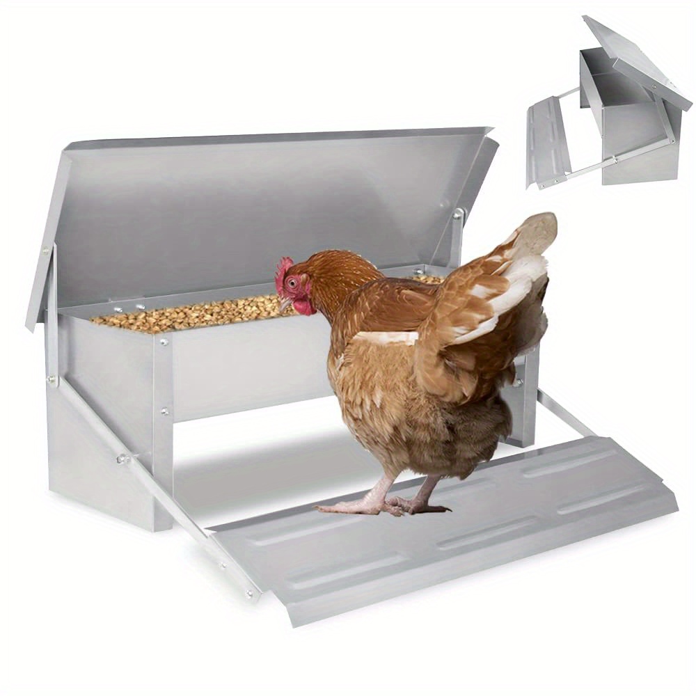 

Distributeur automatique de nourriture pour poulets Aufun, pour volaille de 5 kg, avec pieds anti-rats et couvercle imperméable, en acier galvanisé pour volaille, poulets, canards, oies