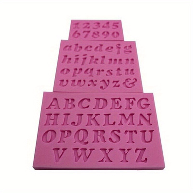 

3pcs Set Mini Alphabet & Number Molds For Cake Decorating - Flexible Silicone, Easy-to-use Fondant, Chocolate, Candy, And Biscuit Molds - , Reusable, Washable, Heat Resistant Up To 446°f, Kitchen