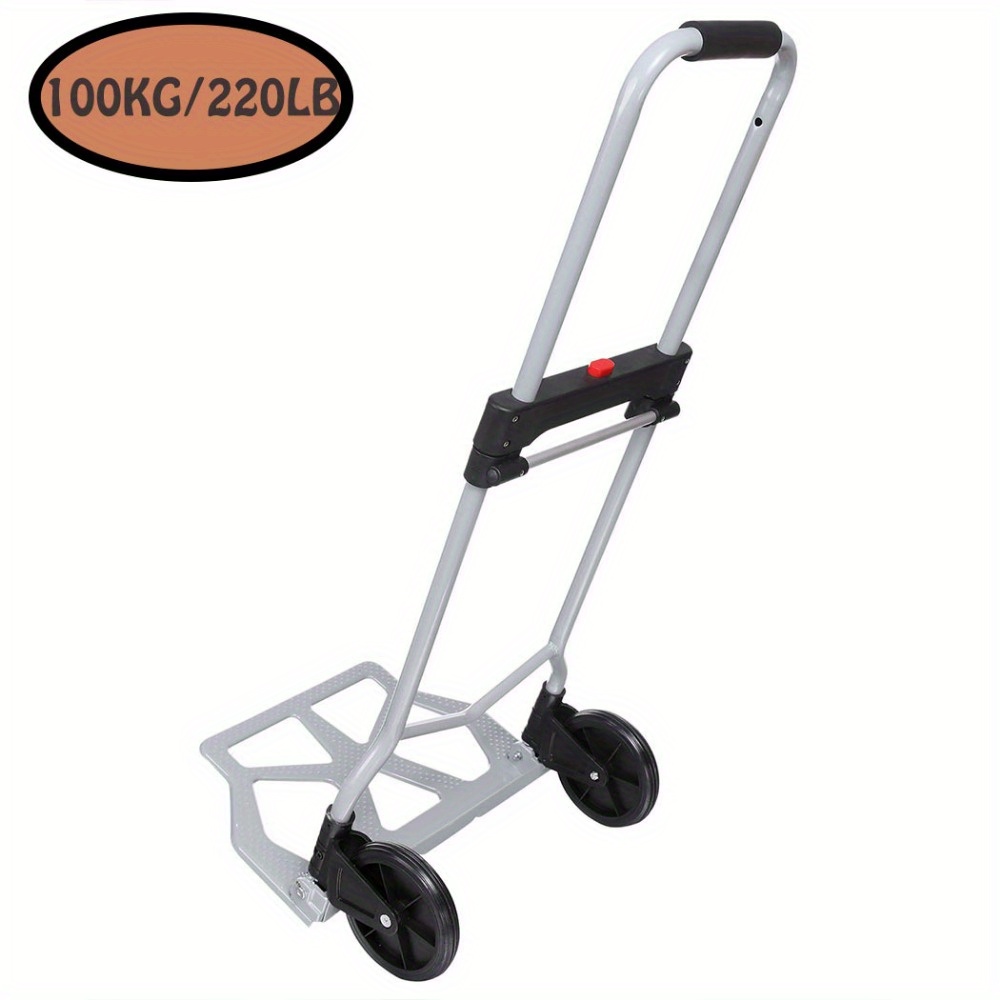 

220/265lbs Capacity Aluminum Folding , Portable Luggage Cart With , Telescopic Luggage Trolley, Lightweight Travel Hand Truck, Heavy Duty Moving For Office Home Outdoor Warehouse