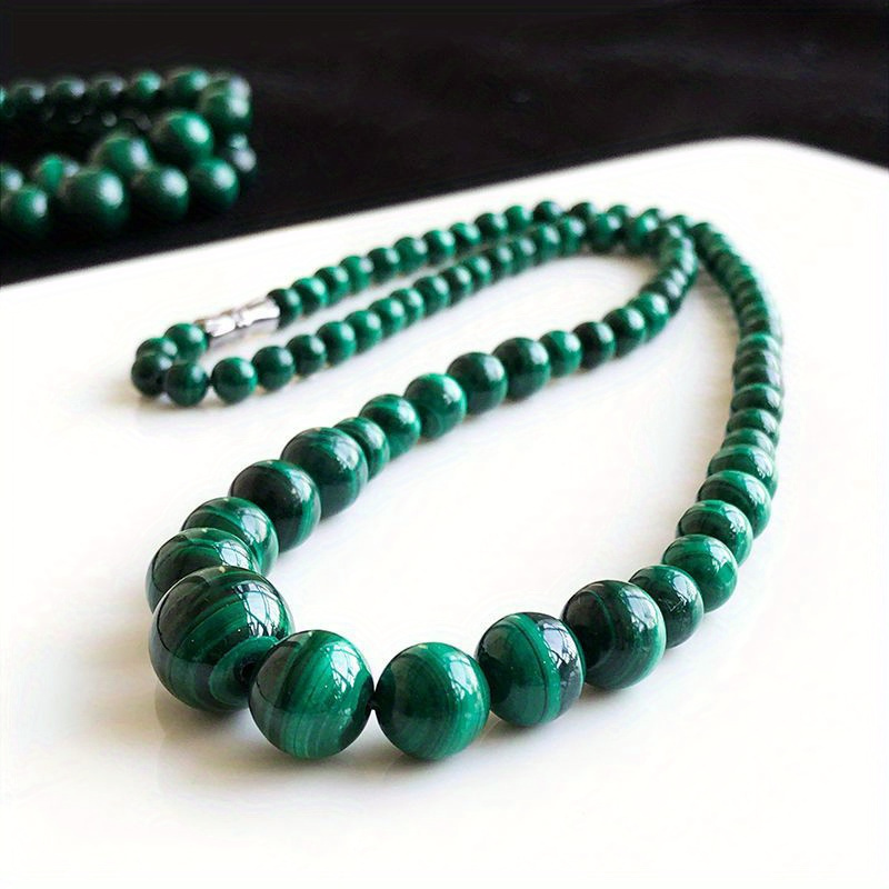 

Elegant Malachite Necklace: Short Bead Tower Chain, Jewelry - No Plating, No Setting, Synthetic Stone