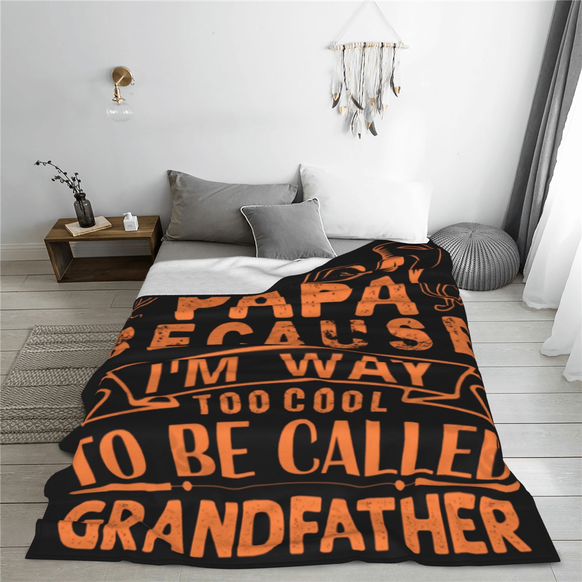 

Father's Day Gift: Cozy Fleece Throw Blanket With 'papa Because I'm Way Too Cool To Be Called Grandfather' Print - Perfect For Travel, , Or Everyday Use