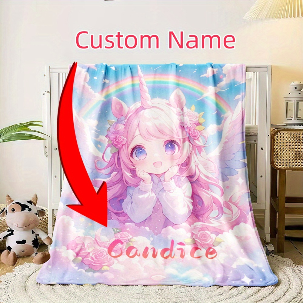 

Custom Name Little Girl Flannel Throw Blanket - Lightweight, Cozy, And For Sofa, Bed, Office, And - Perfect Gift For - In Multiple Sizes