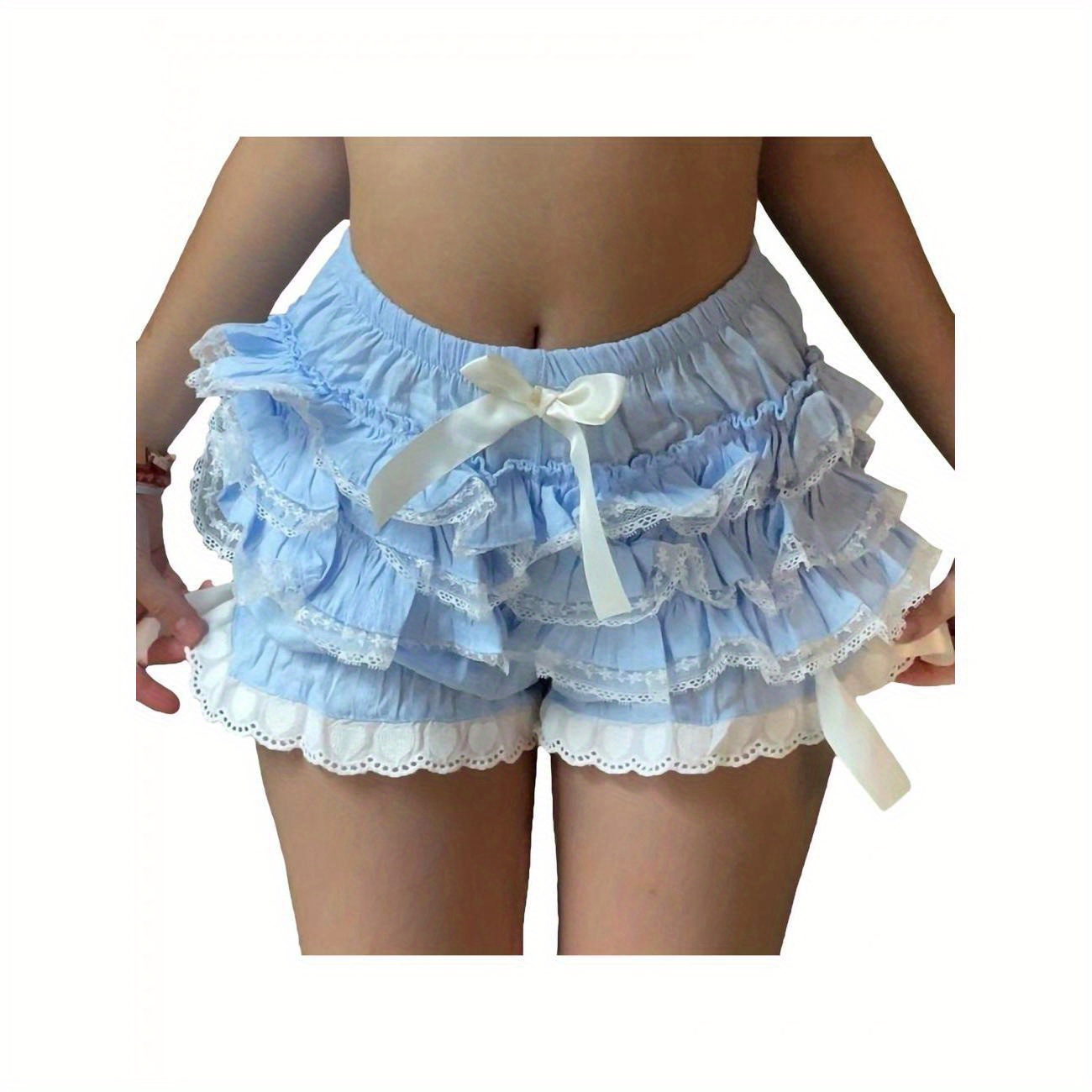 

Women Lolita Bloomers Cute Ruffle Layered Lace Pumpkin Shorts Bottom Pants Y2k Booty Shorts Steampunk Maid