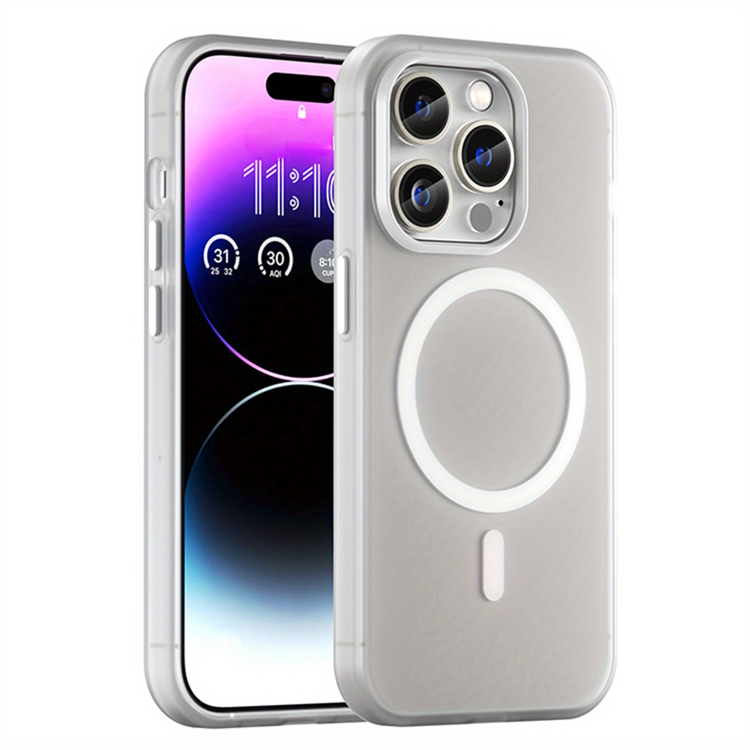 

Transparent White Semi-transparent Matte Magnetic Skin-friendly Phone Case, Made Of Tpu+pc Material, Soft Edge Shockproof, Compatible With Iphone 13, 14, 15 And Pro Max Series