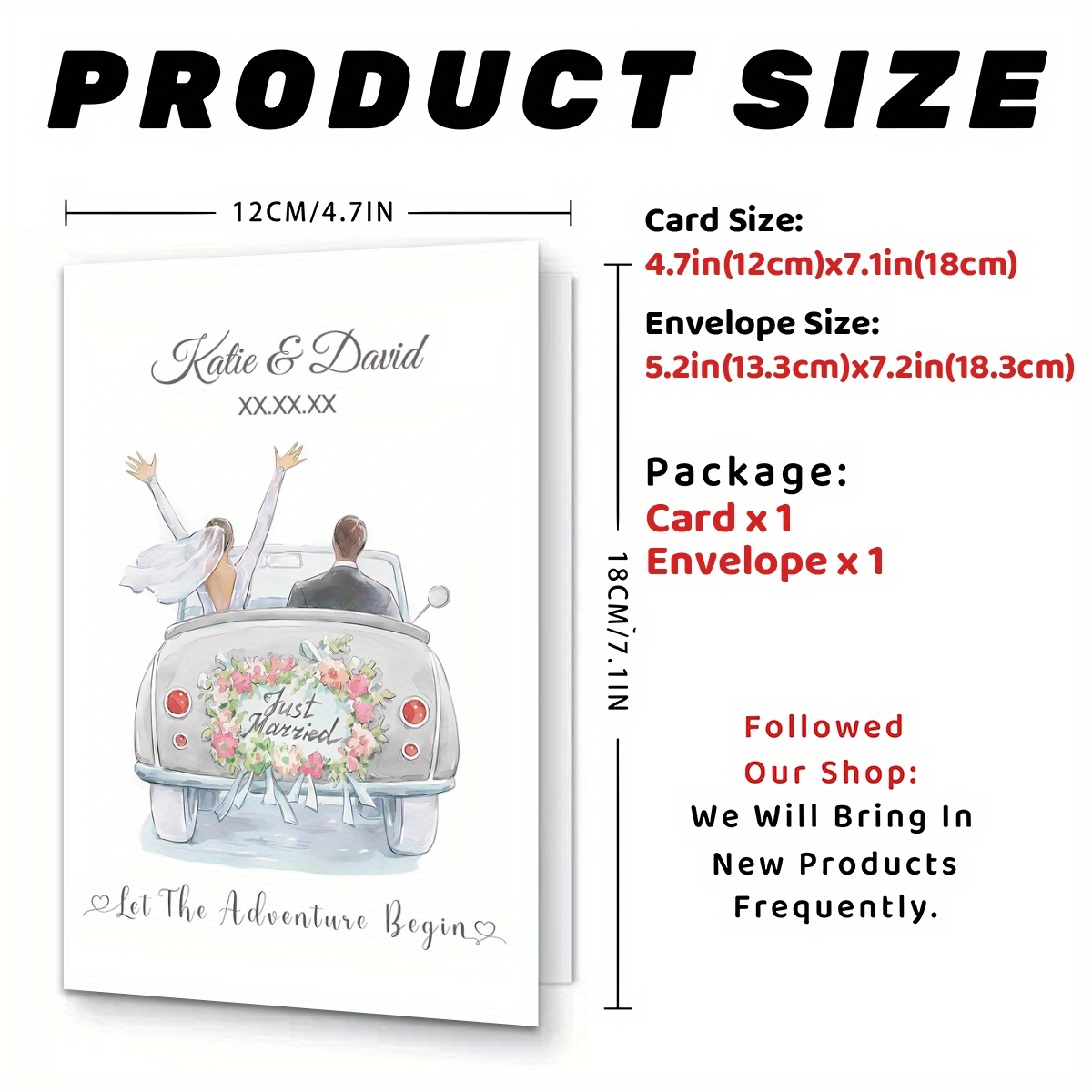 TEMU Custom 1pc Card, Engagement, Anniversary, Valentine's Day, Congratulations Gift Card, For The Couple, Couple, Personalized Name And Date
