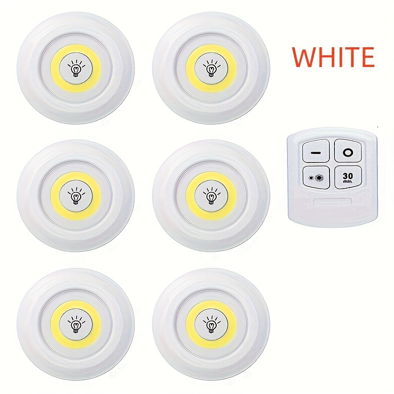TEMU 6pcs Smart Cordless Led Under-cabinet Lights Cob Night Light With Remote Control - Wardrobe, Kitchen & More