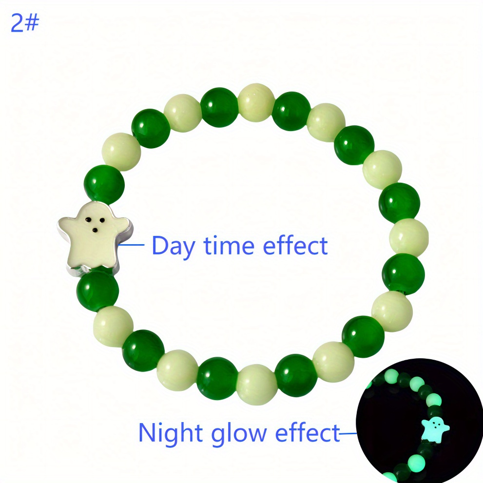 E-shop Neues, heißes, leuchtendes Perlenarmband mit geisterförmigen Glasperlen, Weihnachtsgeschenk, Partydeko, Halloween-Outfit