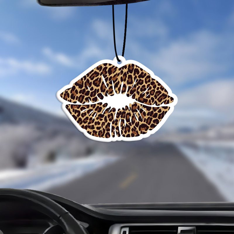 

Leopard Print Lips Air Freshener Hanging Tablets For Cars And Wardrobes, Paper Scented Long-lasting Fragrance Pendants, Car Interior Accessories And Decor