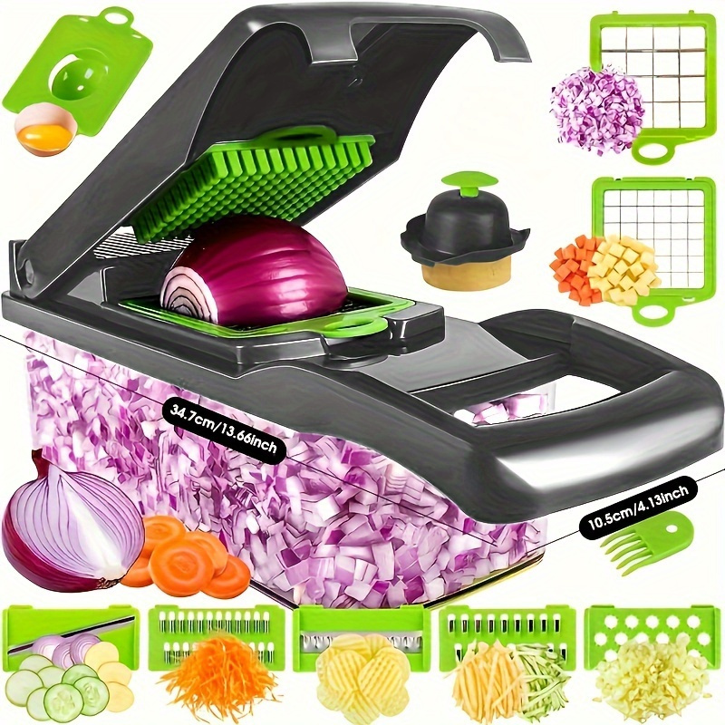 

14-in-1 Multifunctional Easy Vegetable Chopping Machine, Onion And , Cutting Potatoes, Tomatoes, And Carrots, Allowing You To Prepare The Kitchen Without Worry