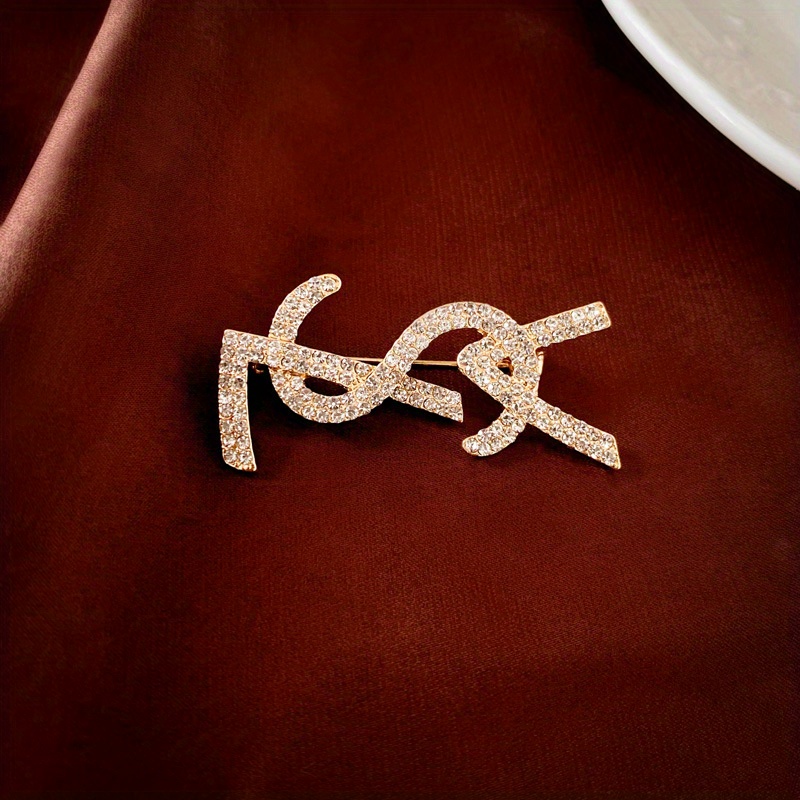 elegant french inspired   letter brooch luxurious zinc alloy pin for   for scarves suits details 1