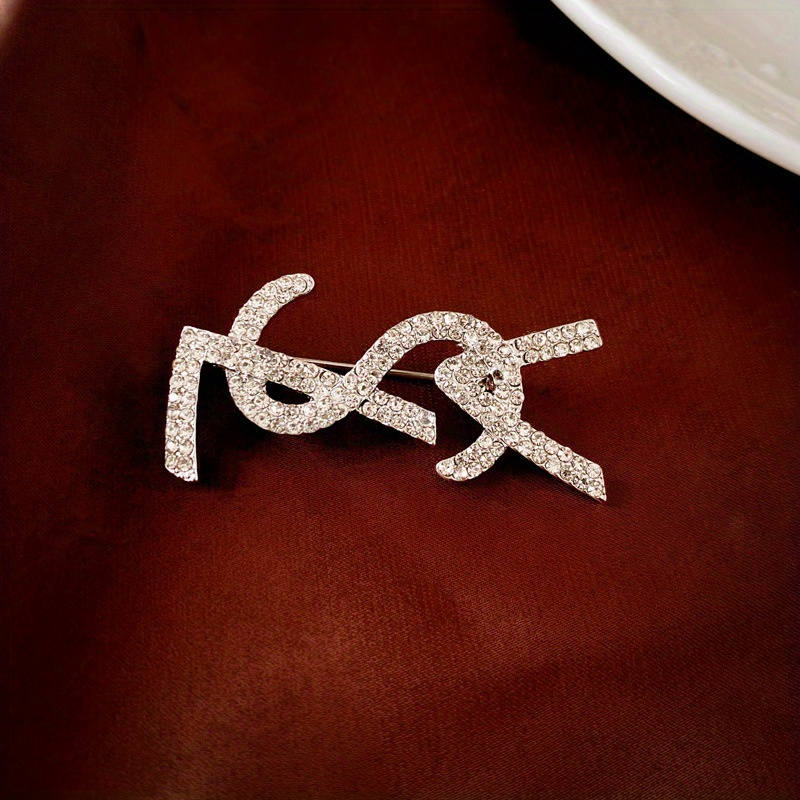 elegant french inspired   letter brooch luxurious zinc alloy pin for   for scarves suits details 2