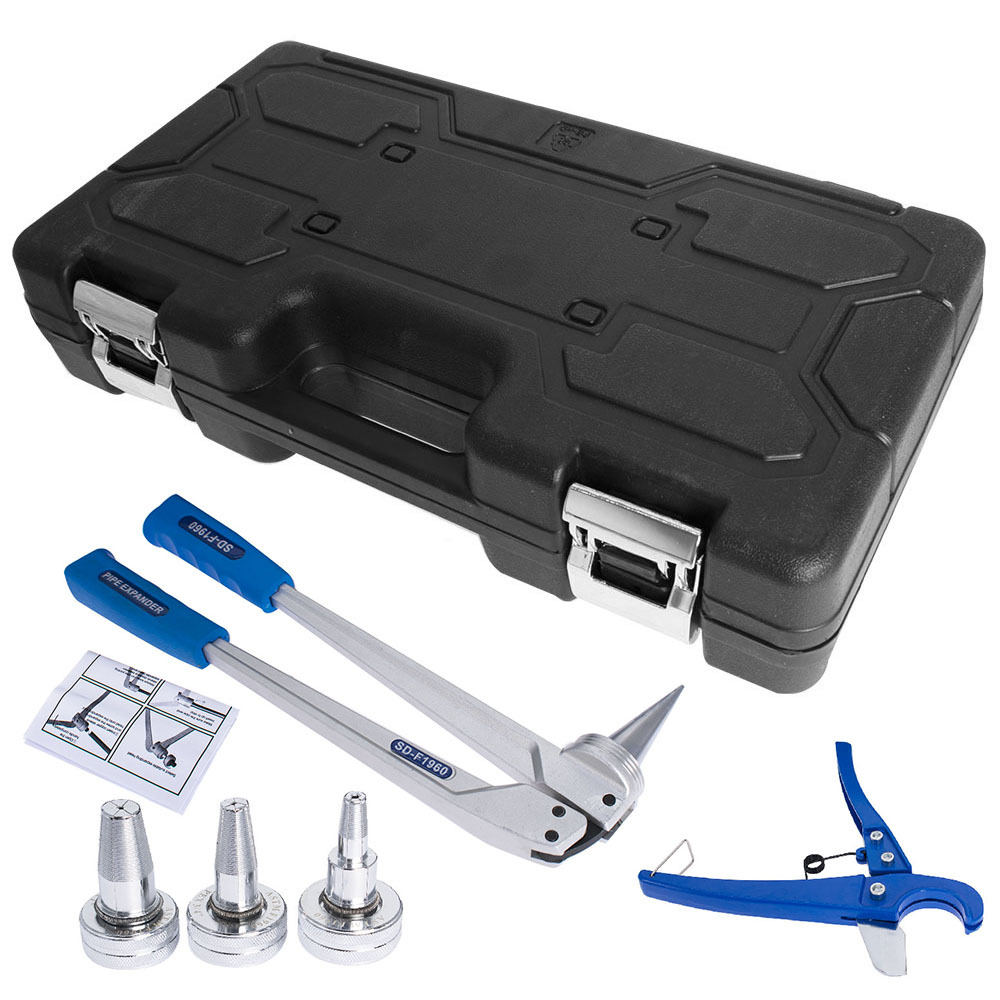 TEMU Pex Expander Tool Kit W/ 1/2" 3/4" 1" Expansion Heads& Plier