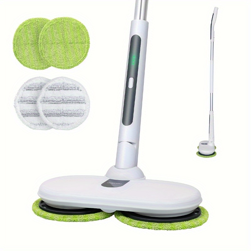 

Cordless Electric Spin Mops For Hardwood, Tile, Vinyl & Laminate Floors, Rechargeable Dual Spinning Scrubber Cleaner, 4 Reusable Microfiber Pads