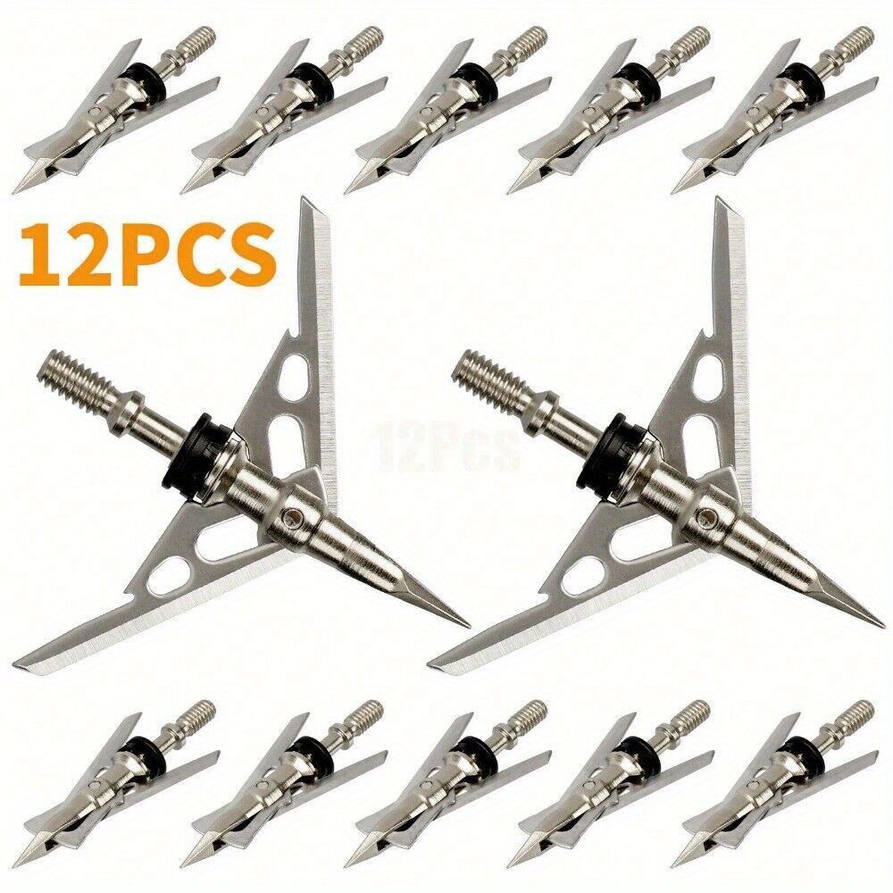 

12pcs Archery Broadheads 2 Blade 2" Dia 100 Archery Hunting Expandable