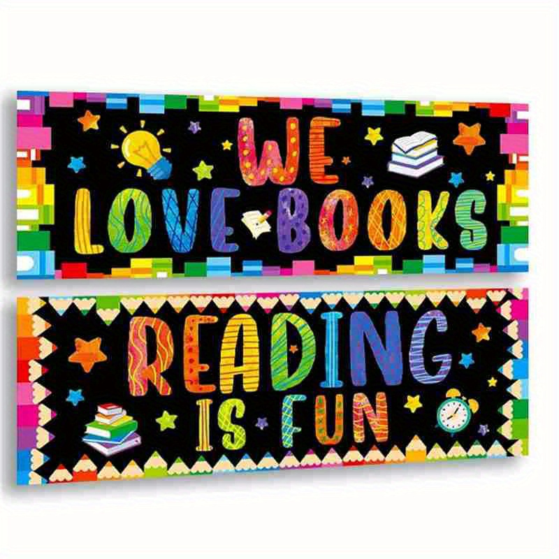 

Inspirational ' Books' Classroom Banner Set, 2pcs Wall Decor For School & Classroom - Preschool To High School, 14x38.6 Inches