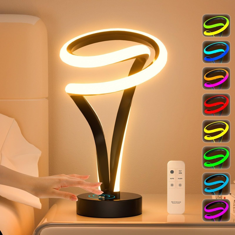 

Spiral Rgb Table Lamp For Nightstand, 12 Colors Changing Lamp With Remote & Touch Control, Small Modern Led Lamp Memory Function For Bedroom, Living Room