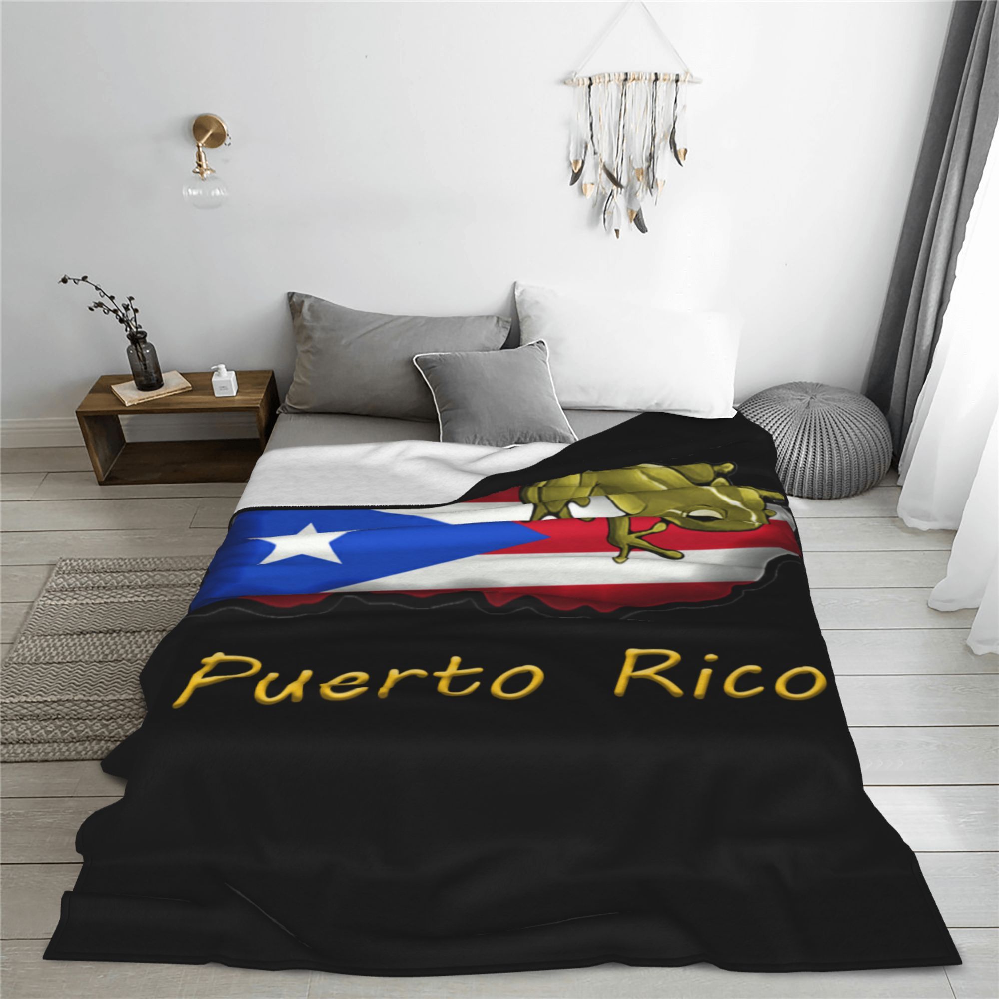 

Puerto Rico Flag And Coqui Frog Printed Fleece Throw Blanket - Soft And Comfortable, Perfect For Any Season - Great Gift For Weddings, Birthdays, And Friends