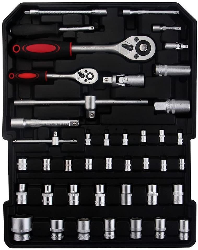 hi trolley case home tool set aluminum box trolley case wrench pliers socket set details 3