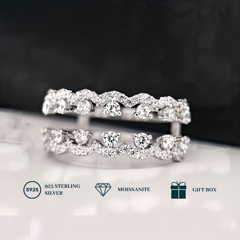 

Elegant 1pc Moissanite Ring - 925 Sterling Silvery, Weddings &