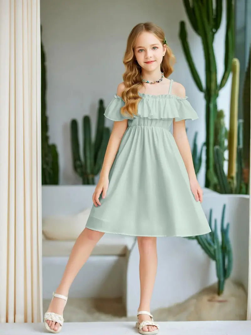girls summer floral ruffle sundress cold shoulder casual - Temu girls summer floral ruffle sundress cold shoulder casual - Temu