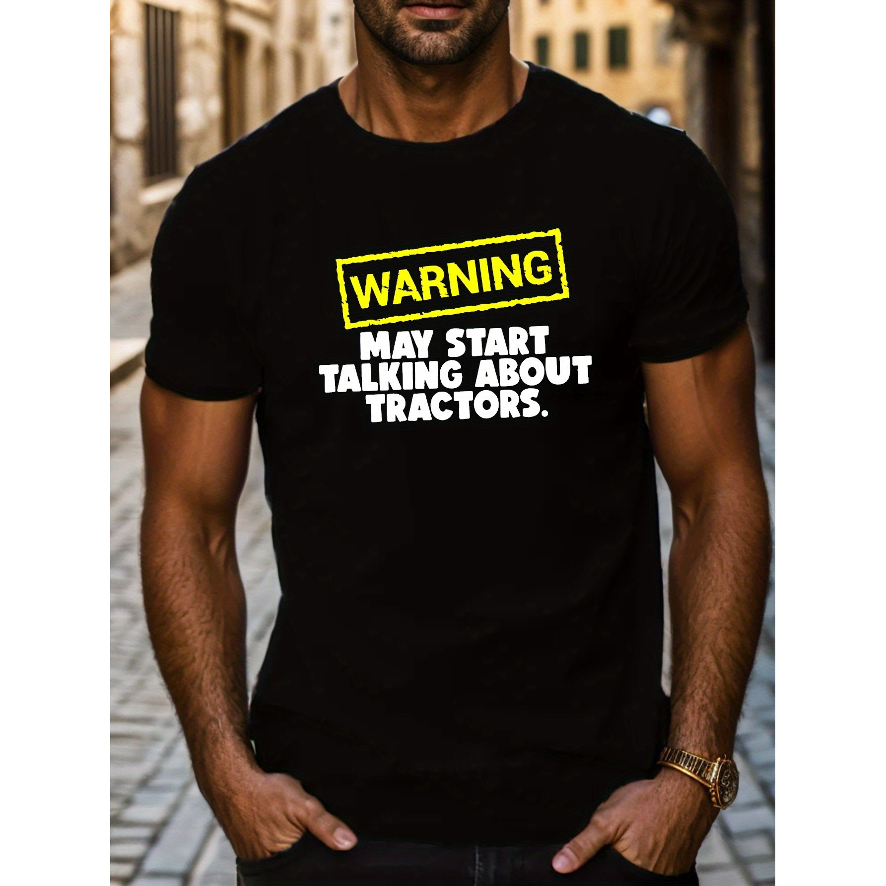 

Can Start Talking About Tractor Printed T-shirt, Men's T-shirt, Summer Casual Short Sleeve T-shirt