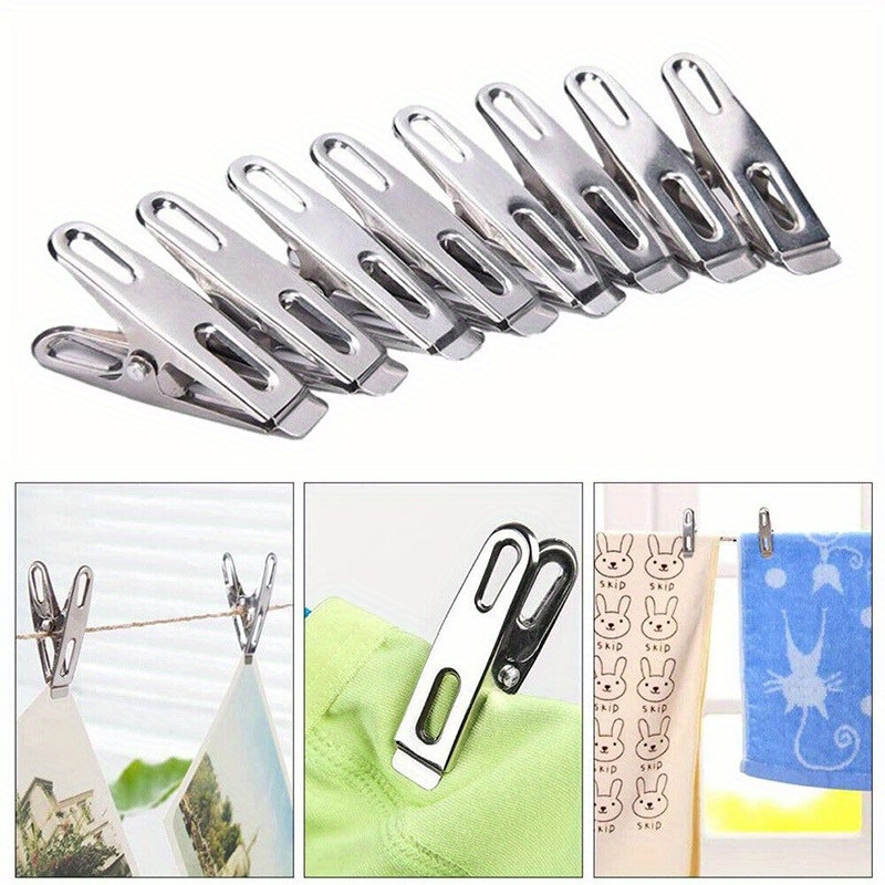 

20 Pcs Stainless Steel Clothes Pins: Strong, Windproof, And Multifunctional For Drying Clothes And Laundry