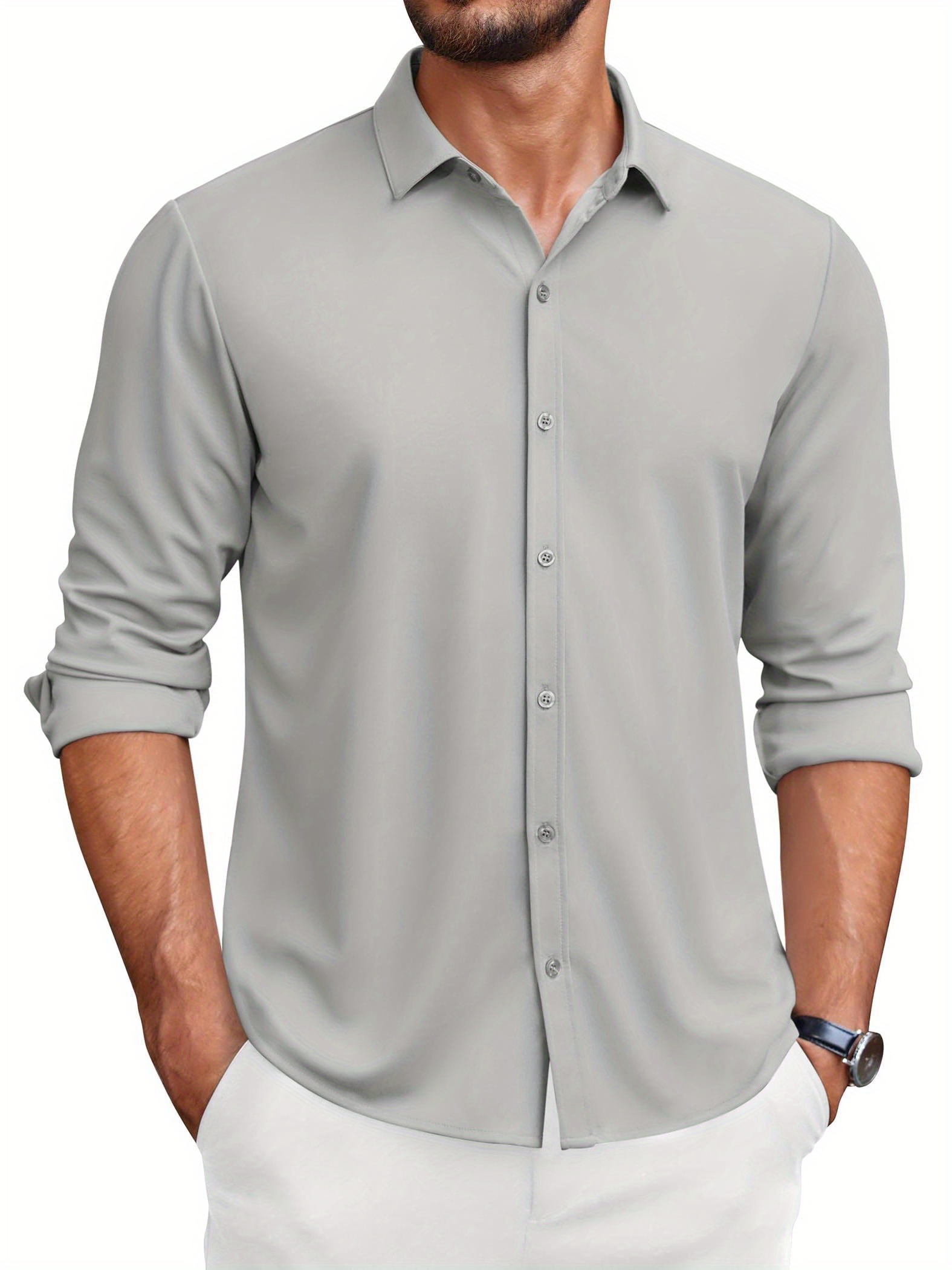 mens long sleeve shirts wrinkle free shirts button casual - Temu