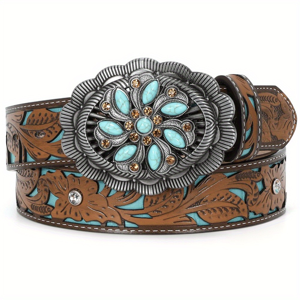 western embossed belt women floral - Temu display picture 1