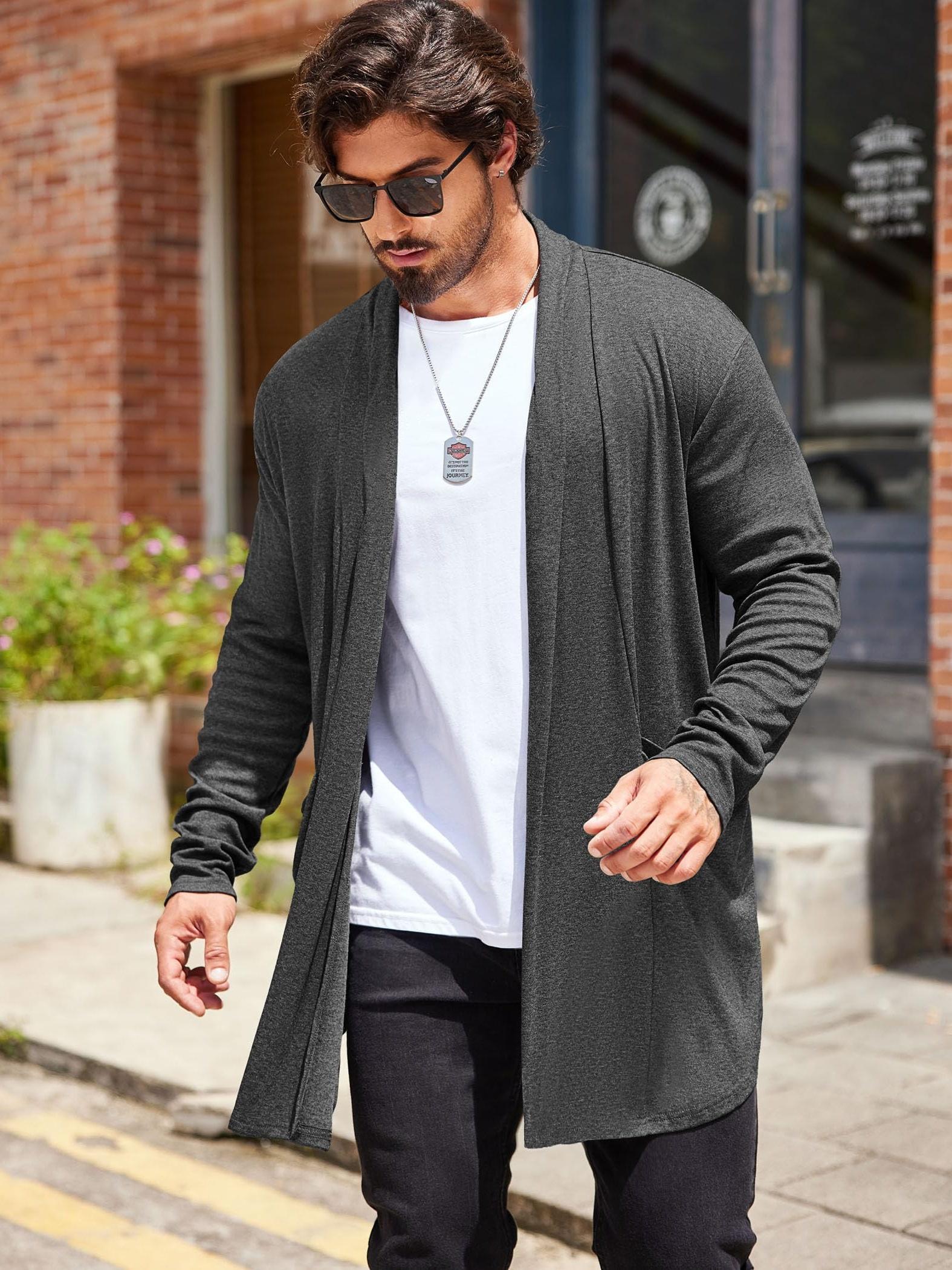 mens long length cardigan