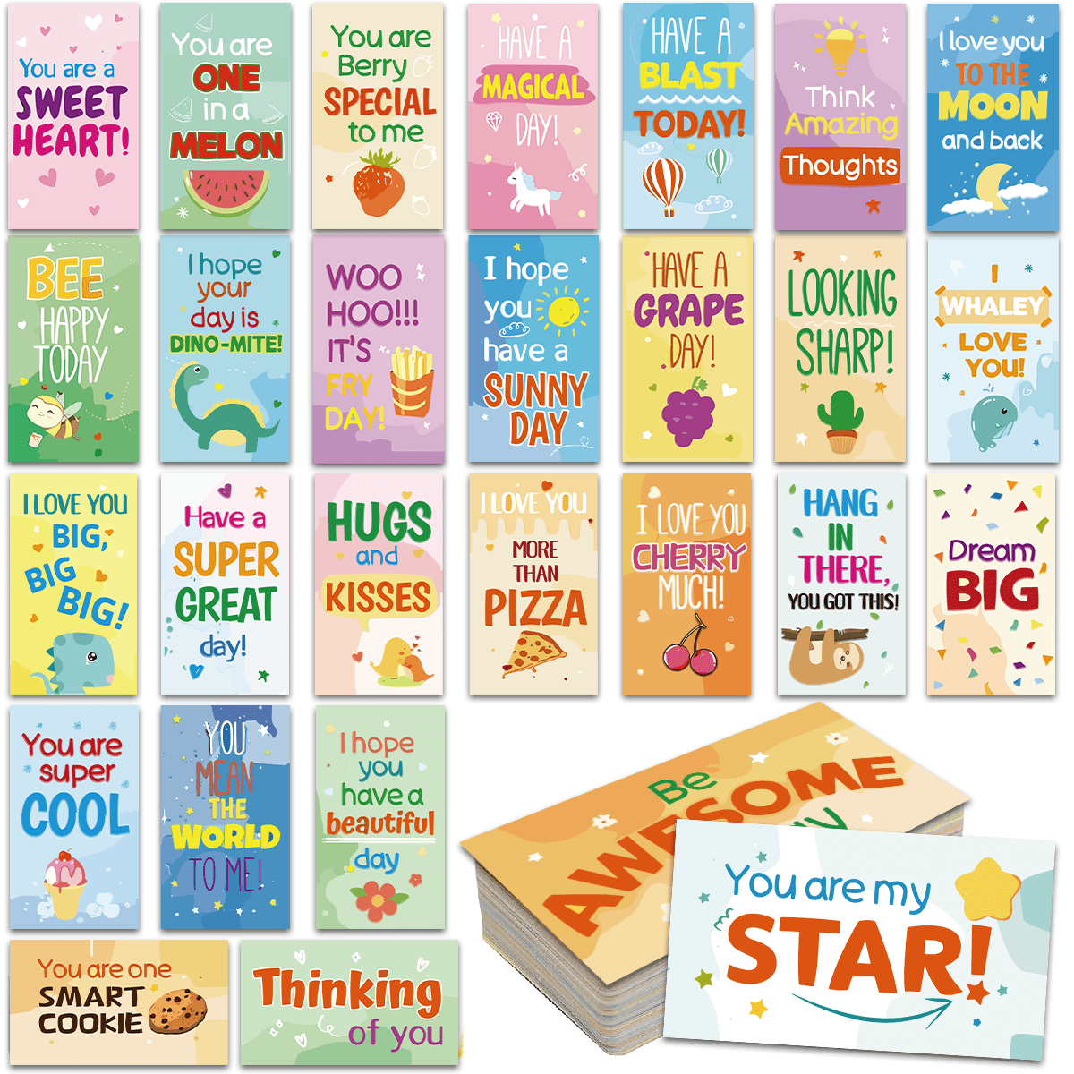 

60pcs Lunch Box Card Set - Lunch For Motivational Quote Cards Inspirational Encouragement Note Cards For Boys Girls Lunch Lovely Gift Surprise Cute Stuff