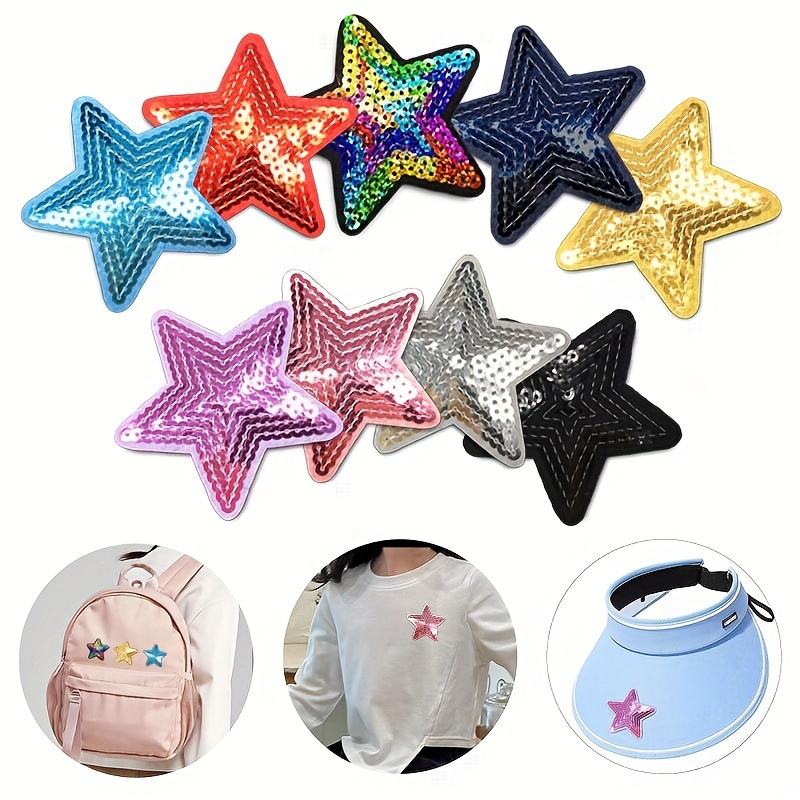 

18pcs Multicolor Sequin Star Patches - Embroidered Iron-on/sew-on Decorative Stickers For Diy Crafts On Backpacks, Hats, Clothes, And Purses