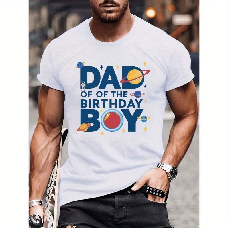 

Dad Boy Graphic Tee - Casual Short Sleeve T-shirt For Men, Breathable Polyester, Machine Washable - Summer